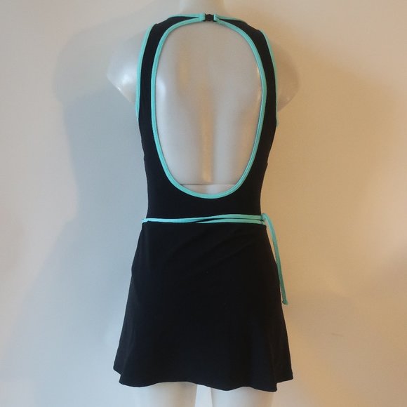 Womens Pilpel Black Aqua Blue 2-Pc Swim Cover-Up Skirt One Piece Swimsuit 12 * - Picture 6 of 9